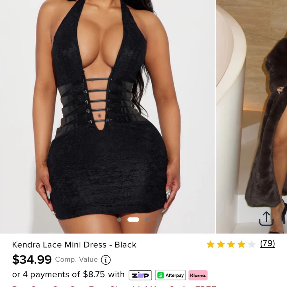Fashion Nova Black Strappy Lace Mini Dress